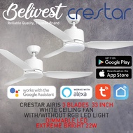 (CLIMATE VOUCHER) Crestar AIRIS+ WIFI SMART Ceiling Fan 3 Blades 33 Inch 42 inch & 48 Inch - White/