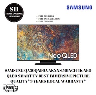 SAMSUNG QA50QN90AAKXXS 50INCH 4K NEO QLED SMART TV BEST IMMERSIVE PICTURE QUALITY* 3 YEARS LOCAL WARRANTY* *FREE DELIVERY* *FREE TABLE TOP AND FIXED BRACKET WALL MOUNT INSTALLATION &amp; DISPOSAL*
