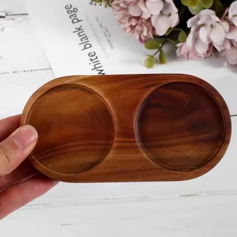 Kitchens Wood Tray for Salt and Pepper Mill Multipurpose Natural Wood Storage Holder for Inner Diame