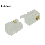RJ9 4P4C Plug phone Jack Connector 50 pieces, Transparent