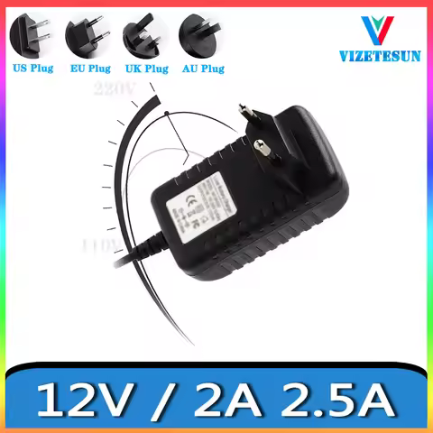 12V 2A 2.5A Multifunctional Video Player Power Adapter DC 5.5*2.1MM Regulated Power Cord
