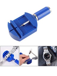 1個藍色錶帶彈簧棒工具,不鏽鋼替換工具,錶帶連接針拆卸器,鐘錶師維修工具
