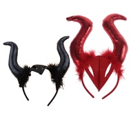 blg Halloween Devil Horns Headband Ox Horn Devil Horn Hair Hoop Halloween Tiaras