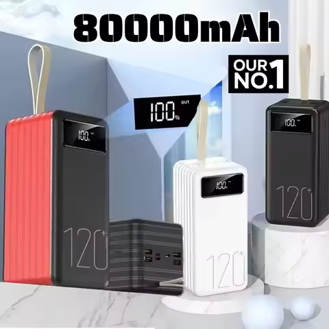 80000mAh Large Capacity Portable Fast Charging Digital Display Power Bank for IPhone Huawei Xiaomi S