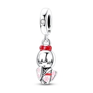 925 Silver Japanese Culture Cute Cat Dharma Egg Tumbler Charms Fit Original Charm Pendent Dangle Bra