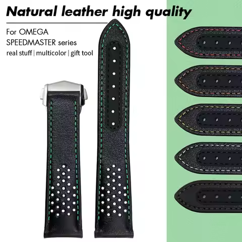 19mm 20mm 21mm Calf Leather Watchband for Omega Speedmaster 310 311 Racing Dark Side of The Moon Wat