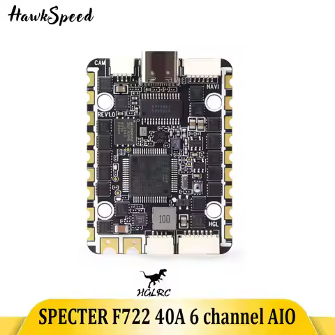 HGLRC SPECTER F722 40A 6 Channel AIO Flight Controller 2-6S for Rekon Y6 Six-axis and Other Mixed Co