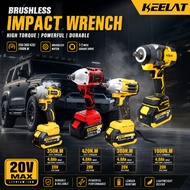 KEELAT Impact Wrench 420Nm/350Nm/380Nm/1000Nm Cordless Brushless Kunci Impak Bateri Untuk Tyre Keret
