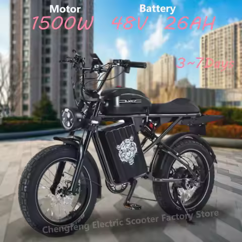 Ebike AKEZ S2Pro ​​1500W 48V 36AH Fat Tires Full Suspension Cross-Hybrid Bike Hub Motor, 20 inches A