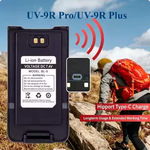 Compatible with Baofeng UV-9R Pro 7.4V Li-ion Battery IP68 Support Type-C Charge for GMRS-9R ​​​​​​​