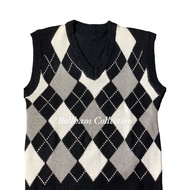 Knitted Vest Plaid Knitted Vest Knitted Vest/ Men's Knitted Vest/ Korean argyle/ Retro Style Knit Ve