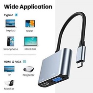 2 合 1 鋁合金 USB C 型轉 HDMI VGA 集線器 ilbmckp 2 in 1 Aluminum Alloy USB Type C to HDMI VGA Hub 快充線 快差線 快差充