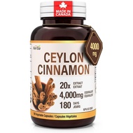 Lekangbao Ceylon Cinnamon Capsules 4,000mg-180 Capsules Vegetable Capsules |   20: 1 Extract, Powerf