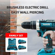 MAKITA Cordless Impact Drill Screwdriver 2 Battery 149V  With LED Light Work High-Power Electric Brushed Drill Screwdriver Cordless Hammer With Brush Impact Drill