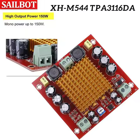 TPA3116DA DC 12V 24V 150W TPA3116D2 Mono Channel Digital Power Amplifier Amp Board With Preamplifier