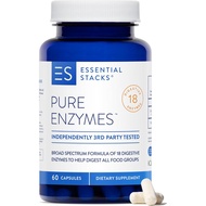 Essential Stacks Pure Digestive Enzymes (Gluten, Dairy & Soy Free) - 18 Enzymes for Digestion incl. 