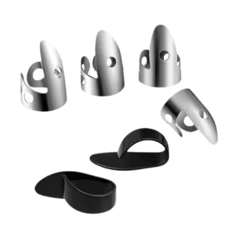 6 Pieces Thumb Picks Finger Picks Set Adjustable for Ukulele Bass Harp