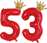Red 53 35 Balloon Numbers 40 Inch Giant 53th 35th Birthday Balloons, Helium Mylar Foil Number 53 35 