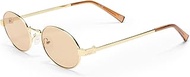 Le Specs Poseidon Deux Sunglasses - Gold Tan, Round, Unisex, Contemporary 90s Style, Gold, One Size