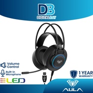 AULA S601 USB Gaming Headphone with 7-Color Breathing Light,360 Omnidirectional Microphone,50mm Spea