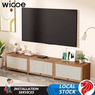 【In stock】Wise TV Cabinet Solid Wood Light Luxury Rattan Tv Console Breathable Deodorant TV Cabinet 