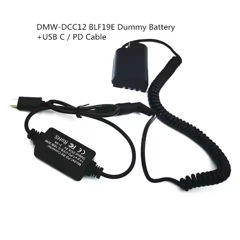 DMW-DCC12 BLF19E Dummy Battery DC Coupler +USB C Power Bank Charger PD Cable For Panasonic Lumix DMC