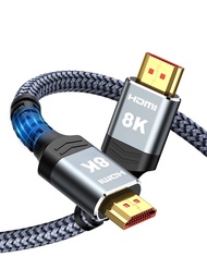 8K@60 HDMI Cable 35FT Braided Nylon 2.1 Long Ultra 48Gbps High Speed 4K120 144Hz eARC HDR Compatible