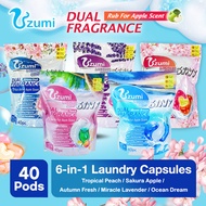 [Bundle of 2] 80 pods Uzumi 6 In 1 Dual Fragrance Laundry capsules Detergent | Detergent Capsules