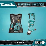 Makita 3 in 1 Angle Grinder and Impact Drill and JigSaw Set With Hardcase Barina and Grinder Set