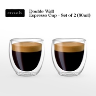 CRYSALIS Double Wall Glass Espresso Coffee Cup 80ml [Set of 2] Drinking Glass Coffee Mug Stemware