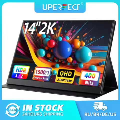 UPERFECT 14" 2K Portable Monitor 2160*1440 QHD External Display with Dual Speakers HDR FreeSync Seco
