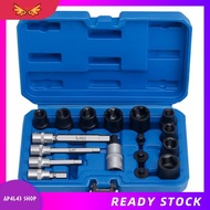 [ap4l43.] Chrome Plated 17 Pcs Steel Socket Set with Heat Treated Steel 102mm
