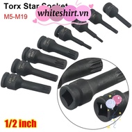 WHITESHIRT 1Pcs 12 Point Torx Socket, Cr-Mo Steel 78mm Length Electric Drill Socket Adapter,  Metric