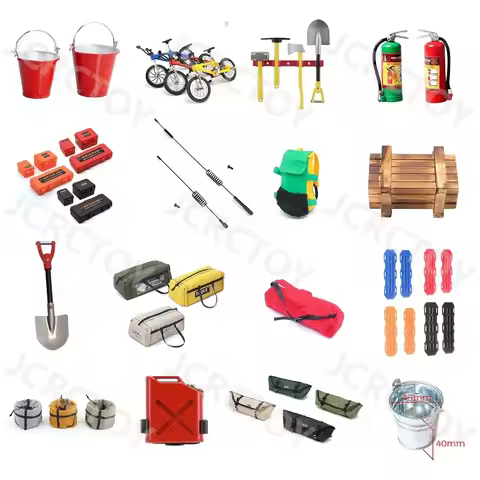 RC Shovel Extinguisher Trunk Bag Bike Bucket Simulated Decor Accessories For TRX4 TRX6 SCX10 Tamiya 