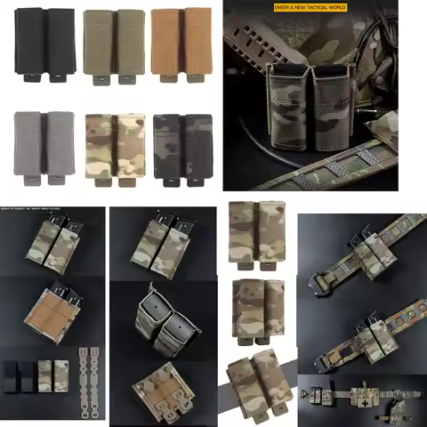 NEW CS Hunting FAST 9MM Double Magazine Pouch Tactical MOLLE Mag Pouch with Quick Release Kydex Inse