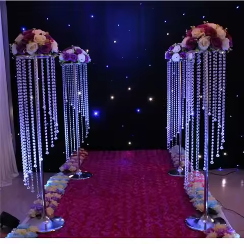 Wedding scene flower stand hotel window decoration ornaments home vase props road guide golden iron