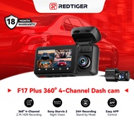 REDTIGER F17 Plus 4 Channel Dash Cam, 360° Recording, STARVIS 2 IMX675, 2.7K Front + 1080P Rear & In