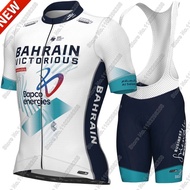 2025 Team Bahrain Victorious Cycling Jersey Set Men Summer Short Sleeve Road Bicycle Bib Shorts Suit
