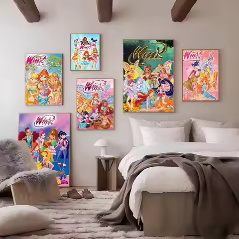 Cartoon W-Winx Cute Club Classic Vintage Posters Whitepaper Prints Posters Artwork Kawaii Room Decor
