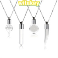 WITAKEY Glass Bottle Necklace, Ashes Holder with Chain Wishing Bottle, DIY Transparent Glass Keepsak
