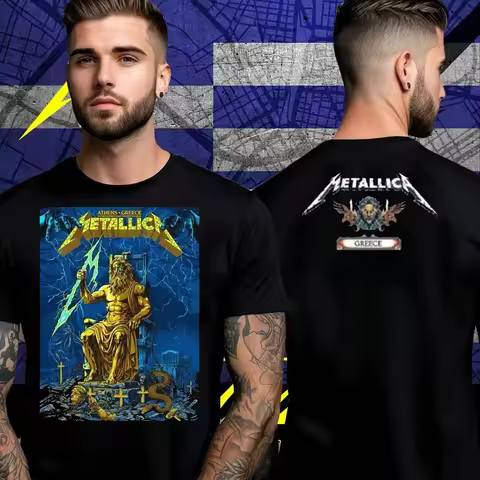 Metallica Athens Greece 2026 Tour 2 Sided Olympic Stadium Band T-Shirt Cotton Graphic Tee Men Women 