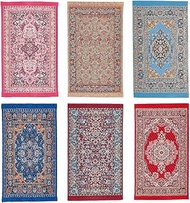 AHANDMAKER 6 Pieces 6 Styles 1:12 Mini Rugs Miniature Rug with Floral Pattern 6.29 x 3.93 (5) cm Wov
