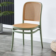 Nordic plastic dining chair rattan chair home stackable thickened simple backrest plastic chair