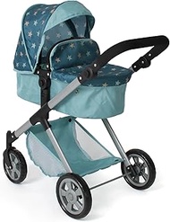 Bayer Chic 2000 2-in-1 Mila Doll's Pram - Turquoise Stars - Height Adjustable Handle 39-72 cm - Mode