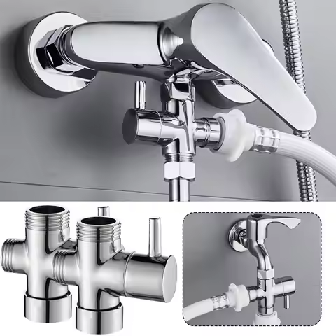 3‑Way Water Diverter Valve Alloy Bathroom Shower Tap Splitter G1/2 G7/8 Thread Ceramic Core 1 In 2 O