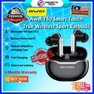 5S Awei T50 TWS Bluetooth V5.3 True Wireless Sports Earbuds Gaming Earphone With Smart Touch