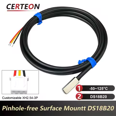 Adhesive DS18B20 Temperature Sensor Waterproof Flat Surface Probe with RVVP Cable for Pipe and Heate