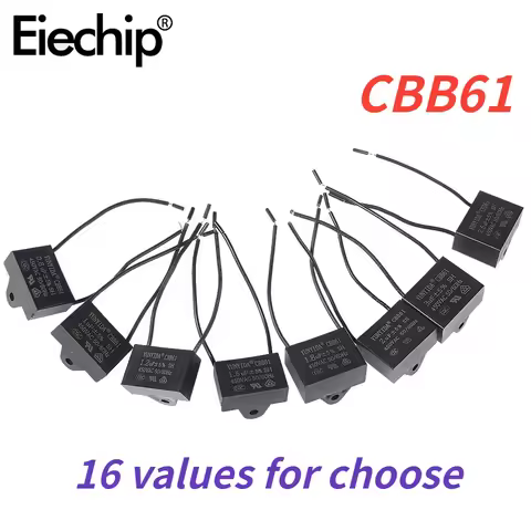 5pcs Per Value CBB61 Series Fan Starting Capacitor 450V 0.8-10UF Diy Electronic Kit