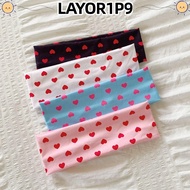 LAYOR1P9 Yoga Headband, Elastic Sweat-absorbent Polka Dot Headbands, Retro Love Print Y2K Wide Headb