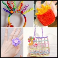 LOYO 100Pcs Multicolour Fuzzy Twist Wire for DIY Flower Wire Christmas Decorations Chenille